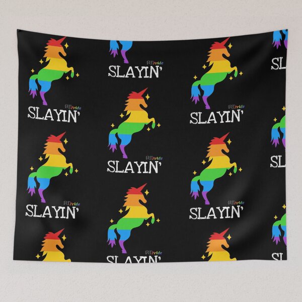 Item preview, Slayin’ - Rainbow unicorn designed and sold by RikkyTeesPride.