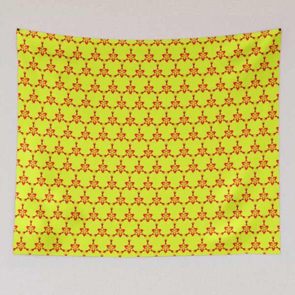 Item preview, ISPAHAN 5 pattern oriental stars triangles psychedelic electric yellow fluo red  designed and sold by dragonemma.