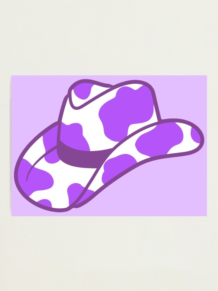 purple cow print cowboy hat