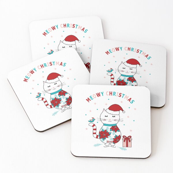 Item preview, Meowy Christmas Kitty Skater in Red and Aqua designed and sold by CoralFoxDesigns.