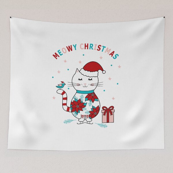 Item preview, Meowy Christmas Kitty Skater in Red and Aqua designed and sold by CoralFoxDesigns.