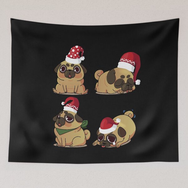 Item preview, merry pugmas sticker designed and sold by Gloria312.