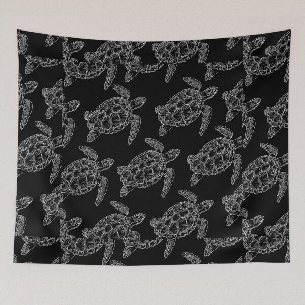 Item preview, turtle aloha print pattern hawaii black and white designed and sold by maplunk.