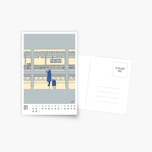 Item preview, Train Station - 2021 Jan Calendar Card designed and sold by yulri.