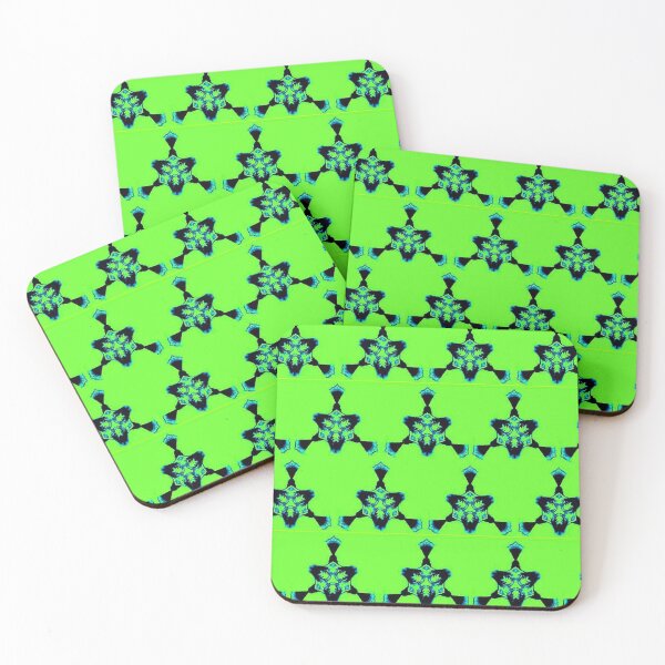 Item preview, ISPAHAN 6 pattern oriental stars triangles psychedelic electric blue green black designed and sold by dragonemma.