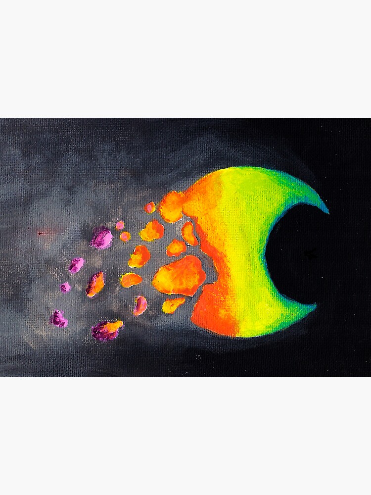 Thumbnail 3 of 3, Sticker, Moon Breaking Apart designed and sold by quietmeowdesign.
