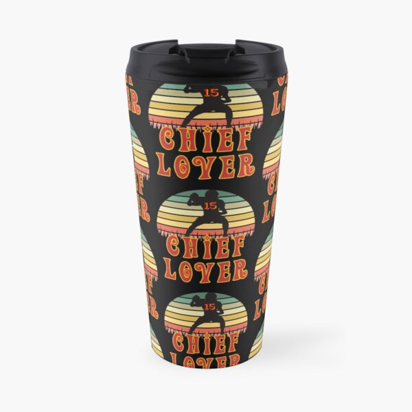 Kansas City Football Lover Chief Fan #15 Cartoon Retro Sunset Travel Mug