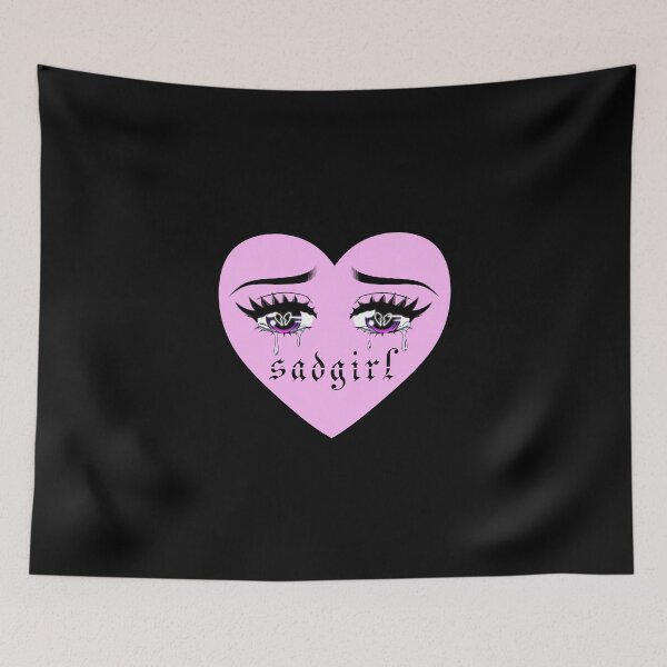 Item preview, Crying Sad Girl Anime Eyes Pink Heart designed and sold by Cici Garcia.
