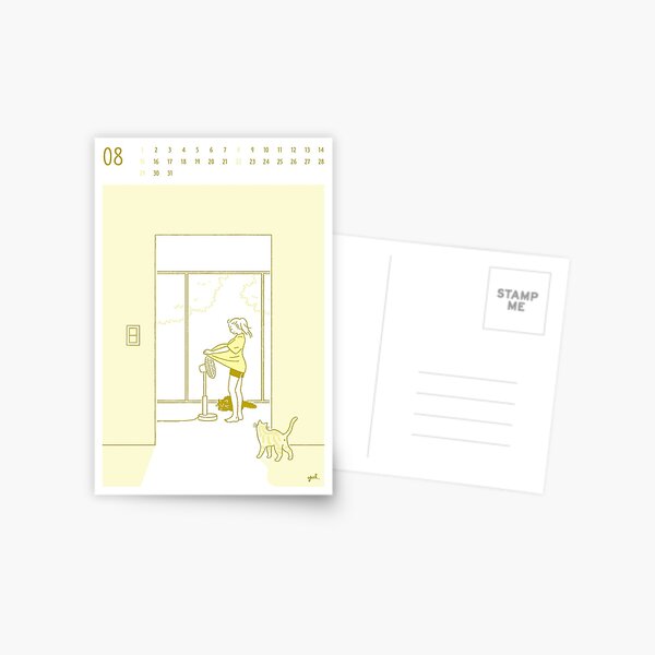 Item preview, Fan and Cats - 2021 Aug Calendar Card designed and sold by yulri.