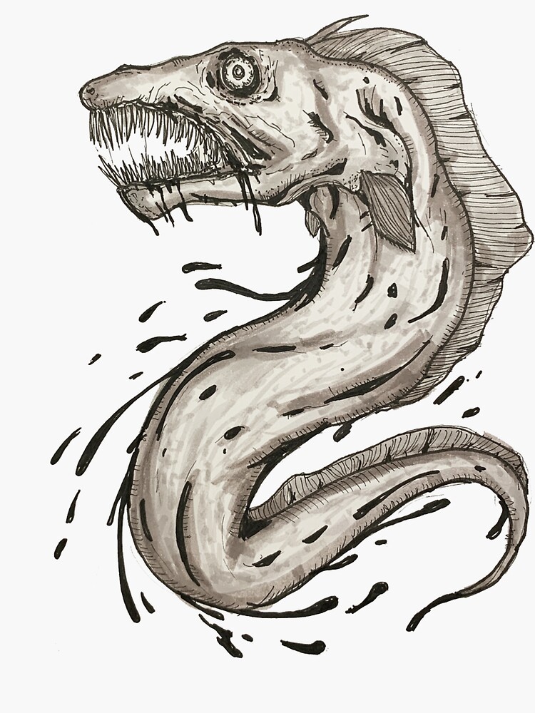 Thumbnail 3 of 3, Sticker, Monster Eel designed and sold by poeticdustbin.