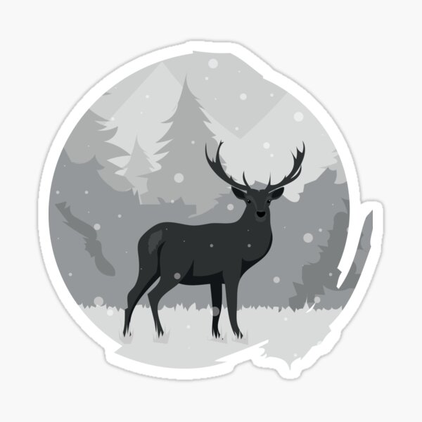Winter Stag / Reindeer in Snow Illustration Sticker