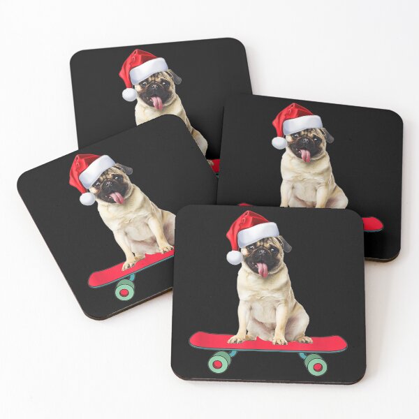 Item preview, Funny Pug Dog Skateboarding Santa Claus designed and sold by Dinaleroy.
