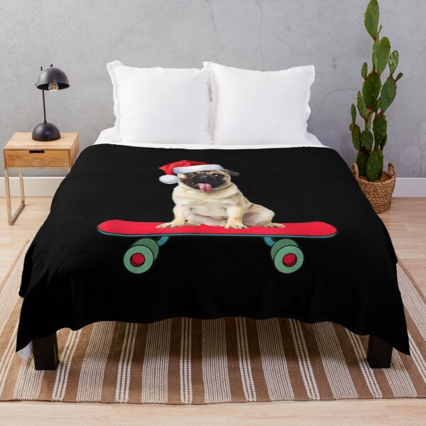 Item preview, Funny Pug Dog Skateboarding Santa Claus designed and sold by Dinaleroy.