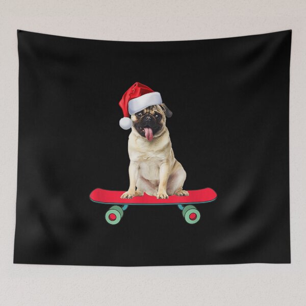 Artikelvorschau, Lustiger Mops Hund Skateboarding Weihnachtsmann entworfen und verkauft von Dinaleroy.
