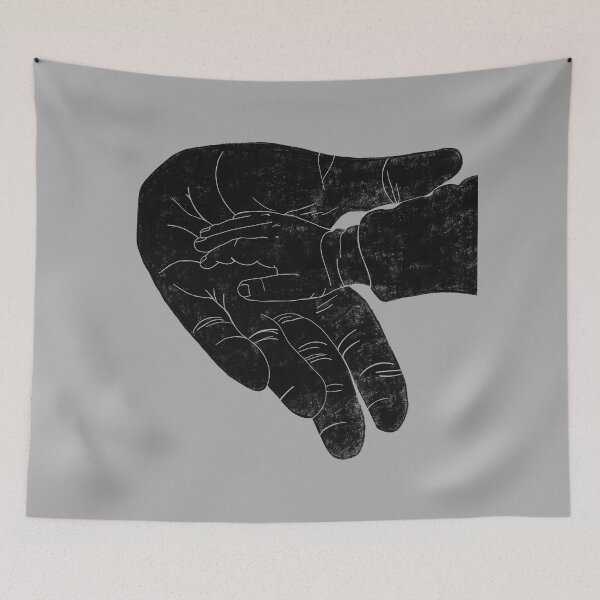 Item preview, Baby hand in parents Hand, black and white, graphic designed and sold by DebbieJoyArt.
