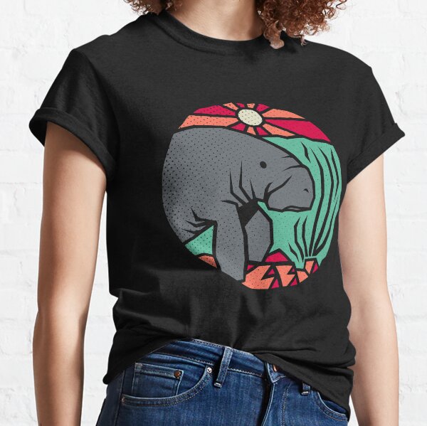 Vista previa del artículo con la obra «Manatee Explores - Arte rústico de manatíes», diseñado y vendido por Bangtees.
