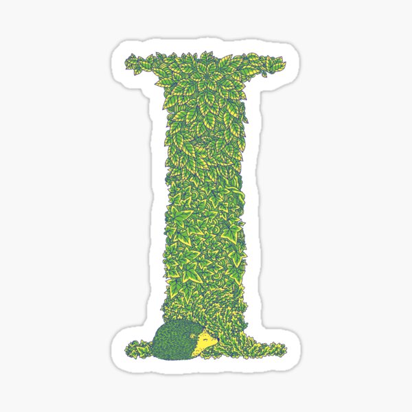 Alphabet I - Hedgehog Woodland Green Sticker
