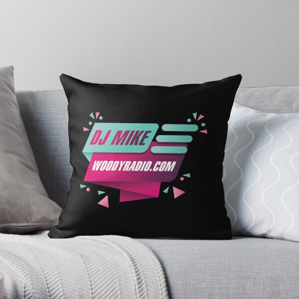 DJ Mike (Lidskin) Woody Radio Logo Throw Pillow