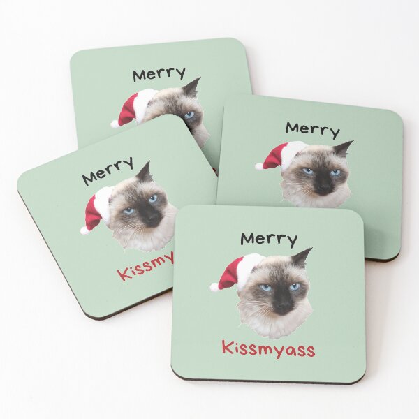 Item preview, Grumpy Christmas Cat Santa Hat Merry Kissmyass Green Sage designed and sold by MiaMioMeo.