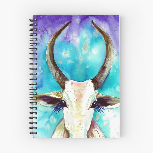 Item preview, Milky way galaxy cow, longhorn Indian cow watercolor designed and sold by orangerinka.