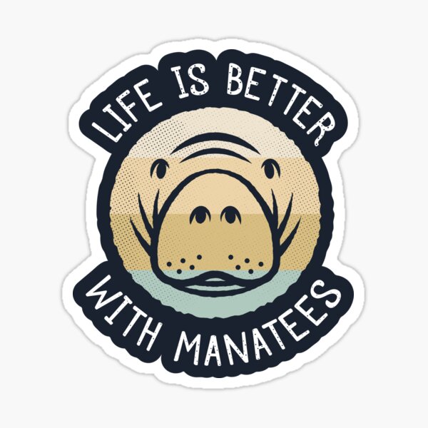 Vista previa del artículo con la obra «Cara de manatí retro: la vida es mejor con manatíes», diseñado y vendido por Bangtees.