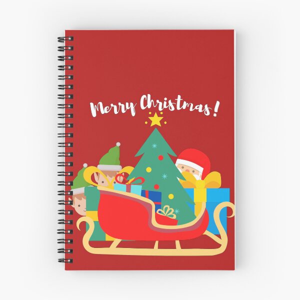 Item preview, Merry Christmas from Santa Claus and Elves Hiding Behind Christmas Tree and Sleigh designed and sold by ClearThoughts.