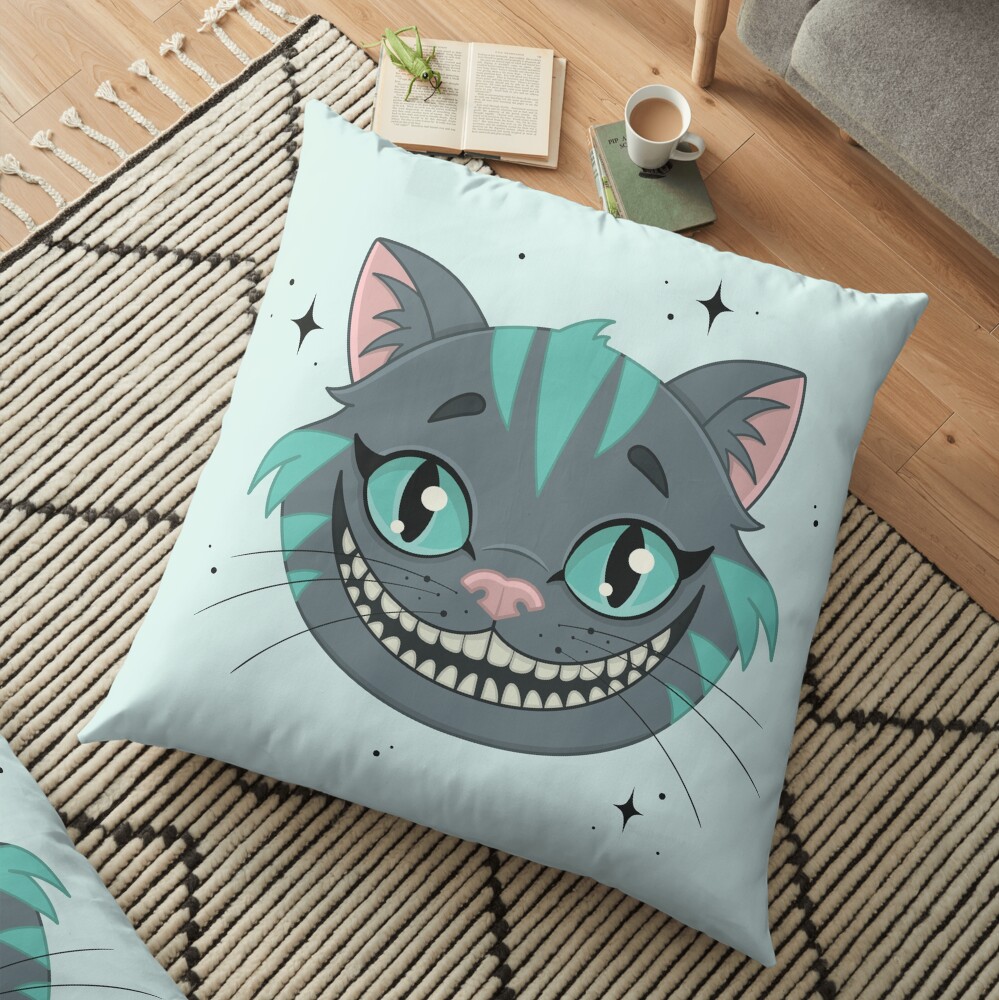 CHESHIRE CAT - teal Floor Pillow