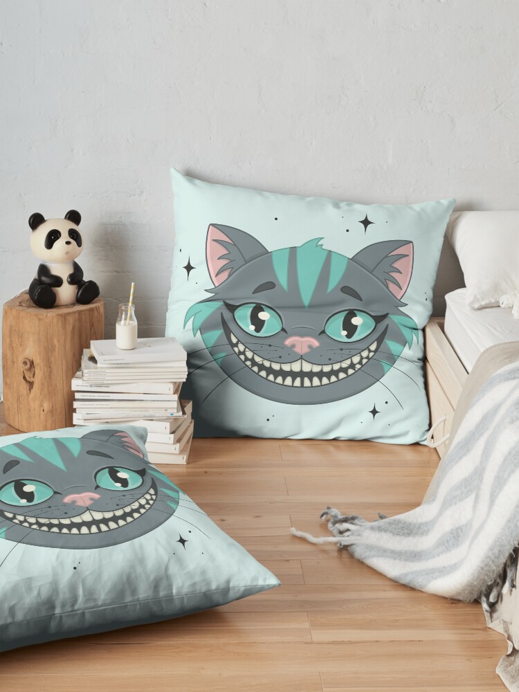 Alternate view of CHESHIRE CAT - teal Floor Pillow