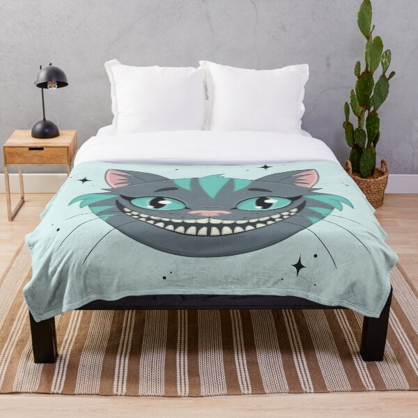 CHESHIRE CAT - teal Throw Blanket
