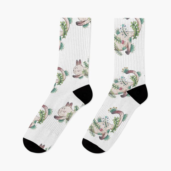 Item preview, Cat Stretching Out with Floral Elements designed and sold by maak-and-illy.