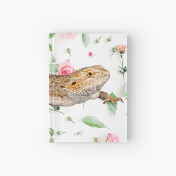 Bearded Dragon On A Carnation Background Hardcover Journal