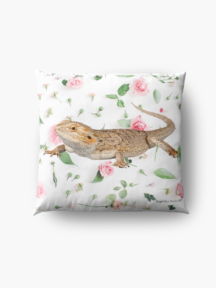 Alternate view of Bearded Dragon On A Carnation Background Floor Pillow