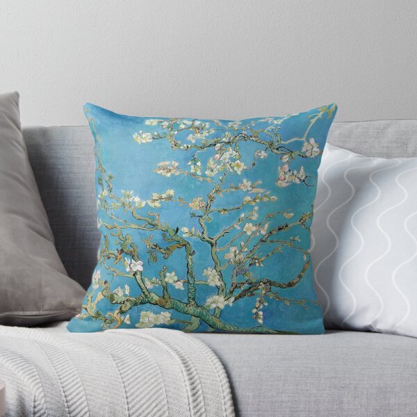 1890-Vincent van Gogh-Almond blossom-73.5x92 Throw Pillow
