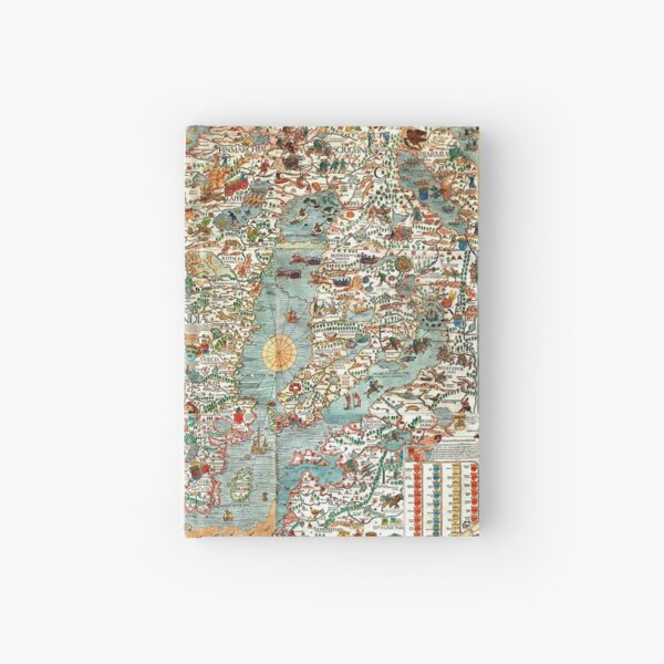 Carta Marina, map of Scandinavia by Olaus Magnus - 1539 Hardcover Journal