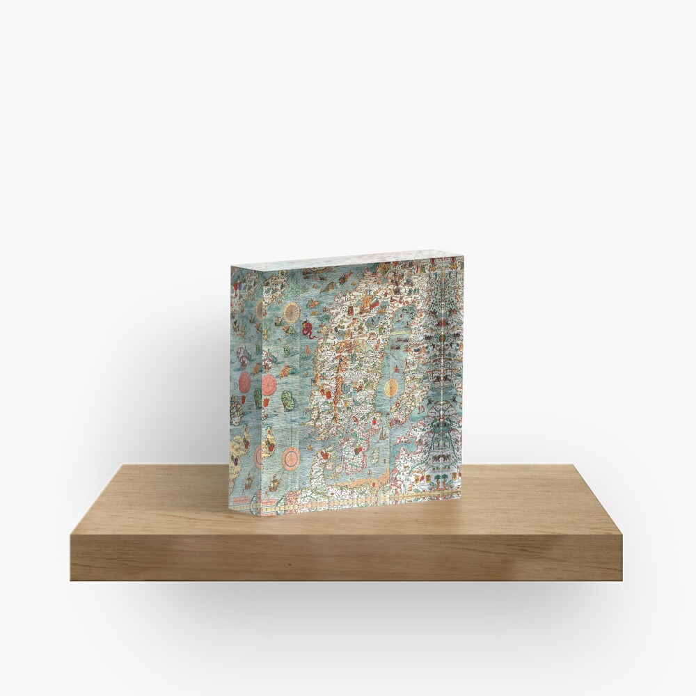Carta Marina, map of Scandinavia by Olaus Magnus - 1539 Acrylic Block