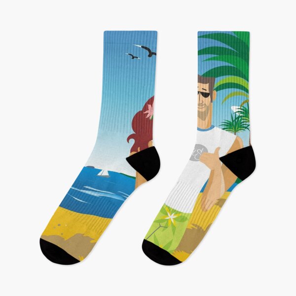 Item preview,  cute couple on the beach and beautiful illustration designed and sold by 42youbest.