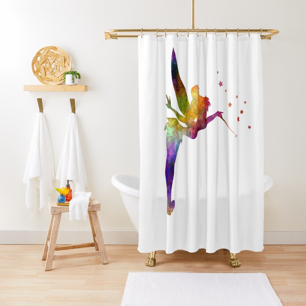 Disover Tinkerbell in watercolor Shower Curtain