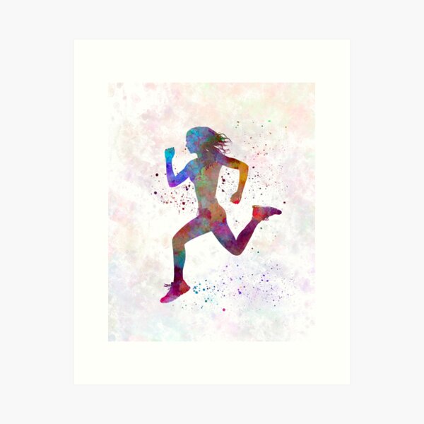 Woman runner running jogger jogging silhouette 01 Art Print