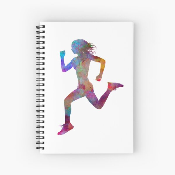 Woman runner running jogger jogging silhouette 01 Spiral Notebook