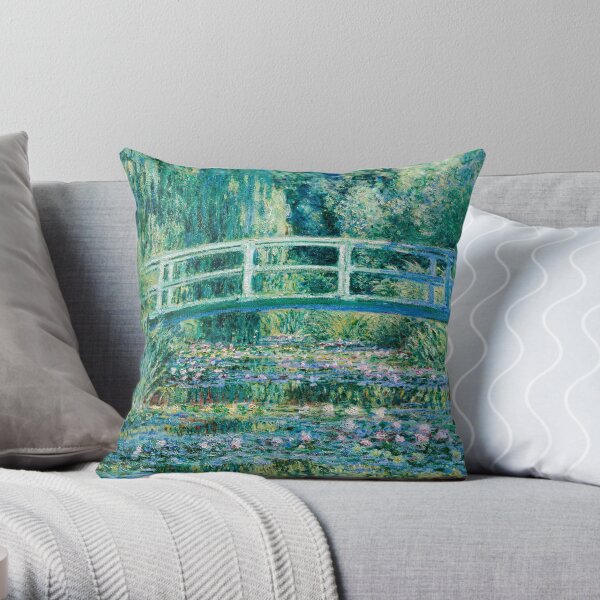 1899-Claude Monet-Water Lilies and Japanese Bridge Throw Pillow
