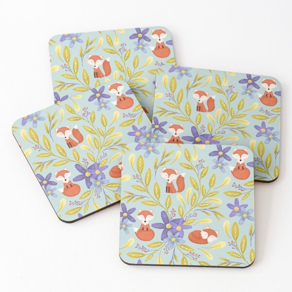 Artikelvorschau, Folk Art Foxes | Spring Green and Blue entworfen und verkauft von RebeccaFlaherty.