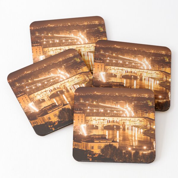 Item preview, florence ponte vecchio at night aerial view designed and sold by franckreporter.