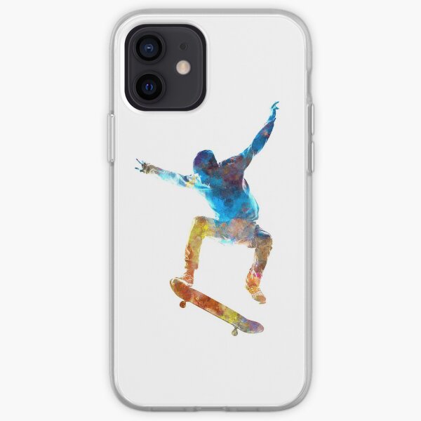 Skateboard homme 01 à l'aquarelle Coque souple iPhone
