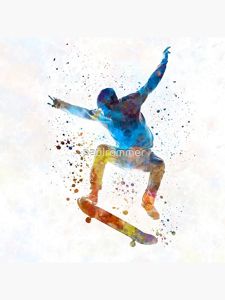 Man skateboard 01 in watercolor by paulrommer