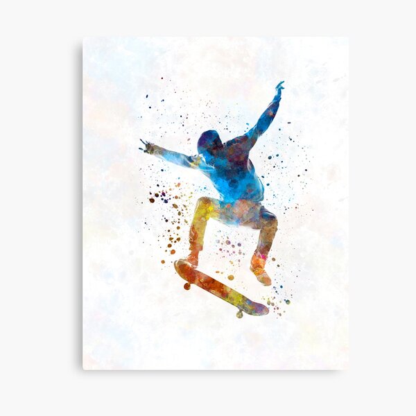 Man skateboard 01 in watercolor Canvas Print