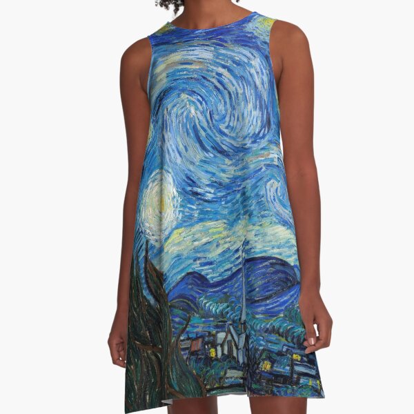 1889-Vincent van Gogh-The Starry Night-73x92 A-Line Dress