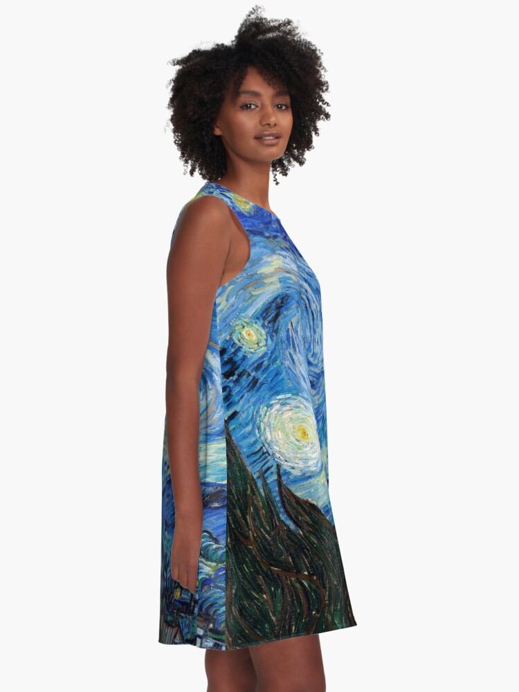 Alternate view of 1889-Vincent van Gogh-The Starry Night-73x92 A-Line Dress