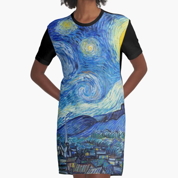 1889-Vincent van Gogh-The Starry Night-73x92 Graphic T-Shirt Dress
