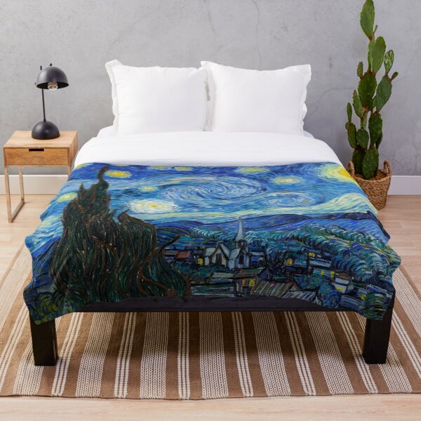 1889-Vincent van Gogh-The Starry Night-73x92 Throw Blanket