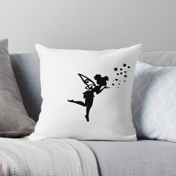 Tinkerbell Minimalist, tinkerbell ,magic, byby funny,black friday sale, fée Clochette, redbuble, redubble,redbu,rebubble, brown skin fairies, Sinners Fairytales Throw Pillow